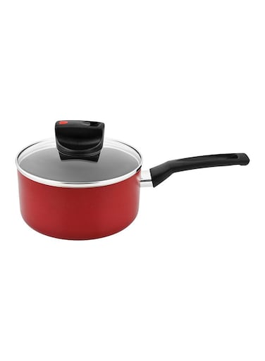 Safecook Non-Stick Covered Saucepan Red 18cm