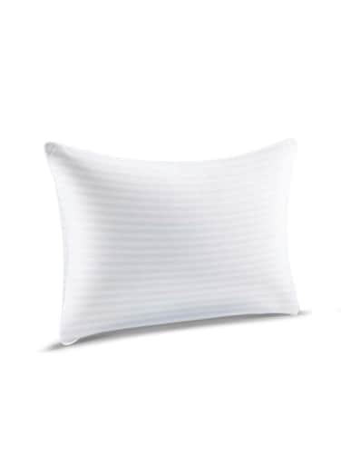Linen Klub Luxury Hotel Soft Down Alternative Pillow with Stripe Patterned, 800g Filling, Ultra-Soft &amp; Supportive Cotton White 48x74cm