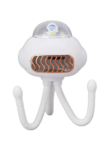 Portable Mini Handheld Fan, Bladeless USB Rechargeable Octopus Fan, Outdoor Transformation Stand Small Fan with Intelligent Algorithm &amp; Three Wind Speeds for Travel, Home, (White)