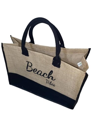 Jute Tote Bags for Women Beach Vibes, Single Shoulder Bag for Summer Beach, Work, School, Shopping, Travel, Vacation