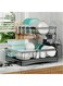 Large Dish Drying Rack for Kitchen Counter, Detachable Dish Drainer Organizer with Utensil Holder &amp; Cup Holder &amp; Drain Board &amp; Cutting Board Holder, Large Capacity Dish Drainer