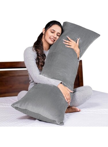 Long Pillow, Sleeping Pillow - Adult Body Pillow - Full Body Pillow With Zipper Cover - 35cm x 90cm (Grey) Designed To Provide a More Comfortable Sleep, Can Be Used By Multiple People At The Same Time, Also Suitable For Side Sleepers