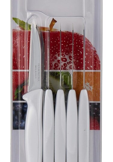 Diamant 6 Pieces Paring Knife Set with Stainless Steel Blade and White Polypropylene Handle
