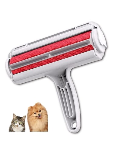 Angelkiss Fluffy Buddy Pet Hair Remover Roller - Reusable Dog &amp; Cat Fur Tool with Self-Cleaning Base - Animal and Lint Removal Tool - Great for Bedding, Couch, Carpet, Car Seats, Furniture - Red