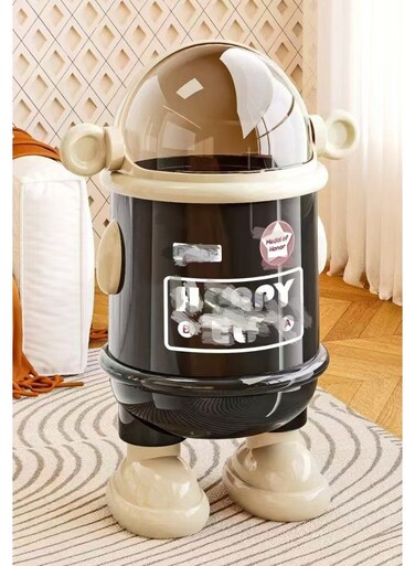 Trash Can with Lid, Cute Waste Bin, Creative Plastic Garbage Container, Spaceman Design, Removable Inner Bucket, Large Capacity Decorative Wastebasket for Living Room, Bedroom, Dorm and Kids Room