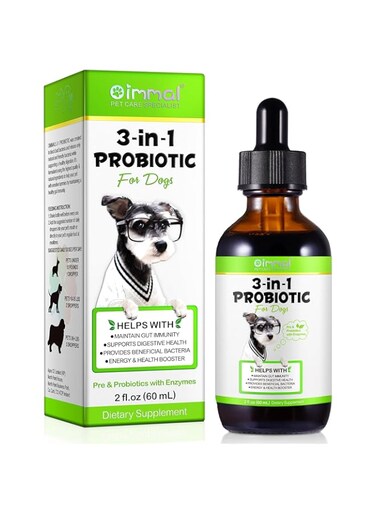 Probiotic for Dogs, Natural 3 in 1 Dog Probiotic Drops Helps Relieve Diarrhea, Supports Gut Health, Itchy Skin, Allergies, Immunity, Digestive Enzyme for Dog Supplement, Bacon Flavor - 60ml / 2 fl.oz