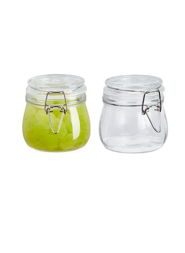 2 food glass storage bottles with airtight jars 500ml