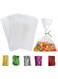 Clear Cellophane Gift Bags with Ties - 12.5 x 23cm Flat Treat Bags for Sweets, Cupcakes &amp; Party Favors