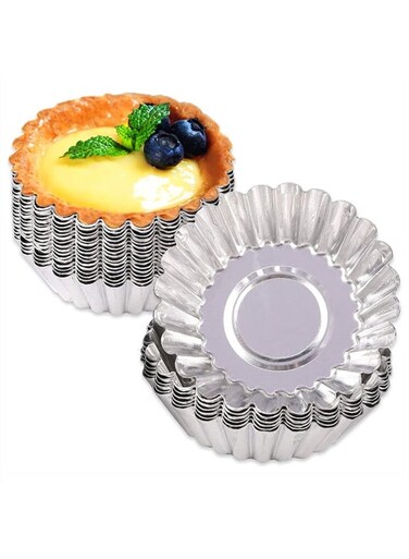 Reusable Non-stick Egg Tart Mold Aluminum Alloy Flower Shape Cupcake Mold Pudding Jelly Mold Muffin Baking Cup Kitchen Tools
