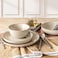 over&amp;back 16-Piece Stackable Dinnerware Dish Set - Stoneware Dishes - Includes 4 Dinner Plates, 4 Salad Plates, 4 Cereal Bowls, And 4 Dinner Bowls (Beige, Dinner Set   16 Pieces)