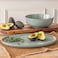 Over&amp;Back Options Stoneware 2 Piece Serving Set, Durable Everyday Serveware, 1 x Serving Bowl - 25.7 cm / 2.89 L &amp; 1 x Serving Platter - 40.8 x 27.3 cm - Sage Green