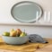 Over&amp;Back Options Stoneware 2 Piece Serving Set, Durable Everyday Serveware, 1 x Serving Bowl - 25.7 cm / 2.89 L &amp; 1 x Serving Platter - 40.8 x 27.3 cm - Sage Green