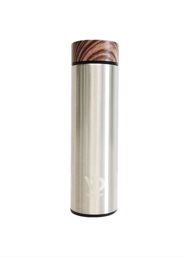 Water Bottle 16OZ 500ml Stainless Steel Water Bottles Water Bottle With Wooden Design lid Water Filter bottle For Travel School Water Bottle Lightweight Water Bottle (Silver)