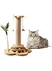 Wood Cat Scratching Posts, Cats Tree Scratching Post with Interactive Toy for Cats, Easy Installation Cat Tower for Indoor Cats