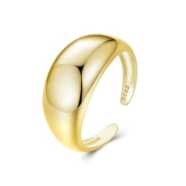S925 Sterling Silver Plain Aperture Adjustable Ring(SCR983-BE)
