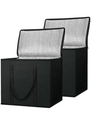 EnticeGoods   2-Pack Insulated Reusable Grocery Bags &ndash; Large, Heavy-Duty Shopping Tote with Zipper &amp; Reinforced Handles &ndash; Thermal Cooler Bag for Groceries, Food Delivery, &amp; Picnic Storage