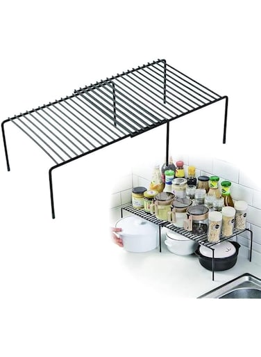 ROUNY Expandable Shelf Rack Cabinet Shelf Organizer,Set of 2 Kitchen Adjustable Cabinet Shelf,Cabinet Shelf Organizers Storage Rack Space Riser,Pantry Drawer Shelf Organizer Space Saver