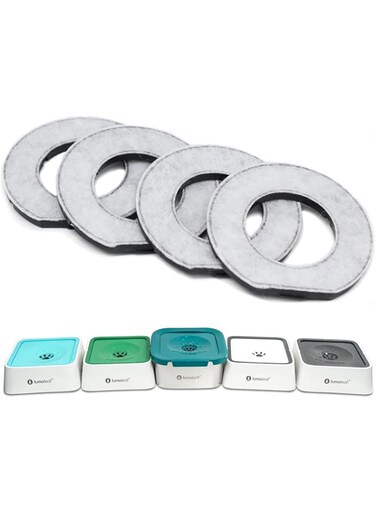 LumoLeaf Replacement Filters for 70oz/2L &amp; 135oz/4L No Spill Dog Water Bowl, Coconut Activated Charcoal Filters for Dog Water Dispenser, Pack of 4