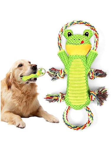 Masroo Dog Squeak Toys Plush Dog Toy with Crinkle Paper and Ropes - Small Puppy Toys Interactive Dog Toys for Small, Medium, Large Dogs