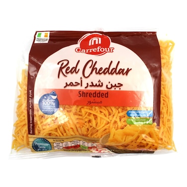 Carrefour Shredded Red Cheddar Cheese, 250g