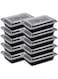 [20 Pack] Compartment Black Base with Lids Food Storage Container(32 oz) RE 32   Disposable Food Container   Meal Preparation Containers   Lunch Boxes Microwave   Freezer Safe (1 - Compartment)