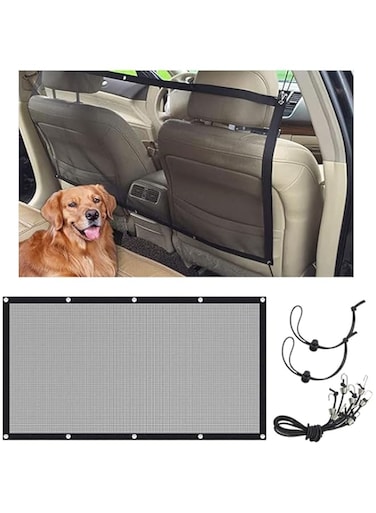FDTY Car Dog Barrier Net, Auto Protection Fence Net Backseat Mesh Pet Barrier, Car Stretchable Obstacle Mesh Divider Net Car Adjustable Safety Mesh for Most Cars, Trucks, SUVs