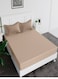 Fitted Elastic Bedsheet Set With Pillow Covers, King/Queen/Double/Single Sizes, Color Beige