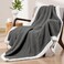 Waffle Sherpa Blanket Throw Size (127cm x 152cm), Luxury Plush Flannel Fleece for Winter, Reversible &amp; Cozy Soft, Grey