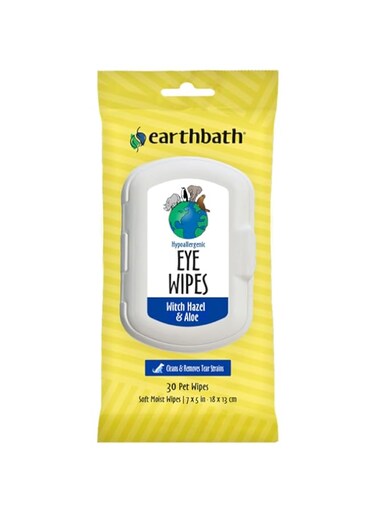 Earthbath Hypoallergenic Hazel and Aloe Eye Wipes for Pets 30-Pieces