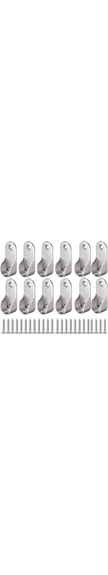 ProGrip Tools Oval Closet Rod End Supports with Screws - Wardrobe Tube Support Brackets for Clothes Hanging, Furniture Hardware Accessories (6 Oval Closet Supports &amp; 12 Screws)