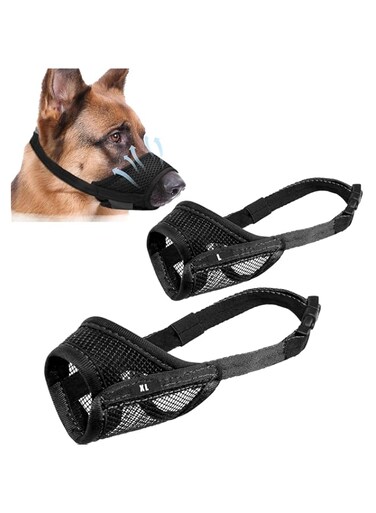Arshany 2Pcs Dog Muzzle Anti Biting Barking and Chewing, 2 Size Dog Muzzles for Small Medium Large Dogs, Puppy Muzzle Nylon Soft Mesh Breathable Adjustable Loop Muzzle Anti-Dropping (L, XL)