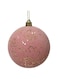 Kaemingk Decoris Shatterproof Flock Sequin Christmas Bauble, 8 cm Diameter, Velvet Pink