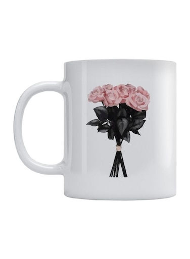 Floral Printed Mug White/Pink/Black