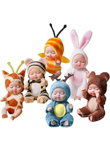 Generic 6 pcs 11cm Lifelike MINI BABY Dolls set Cute baby Doll kit Gift For Girls