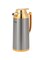 Royalford 1.9L Vacuum Flask- RF12125 With Pink Glass Inner and Stainless Steel Outer Body Hot or Cold Leak-Proof for Indoor and Outdoor Silver and Golden