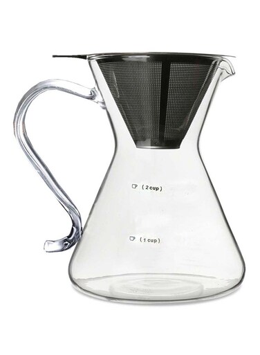 2-Piece Coffee Jug With Strainer Set Clear 11.5x11.5x15.5centimeter