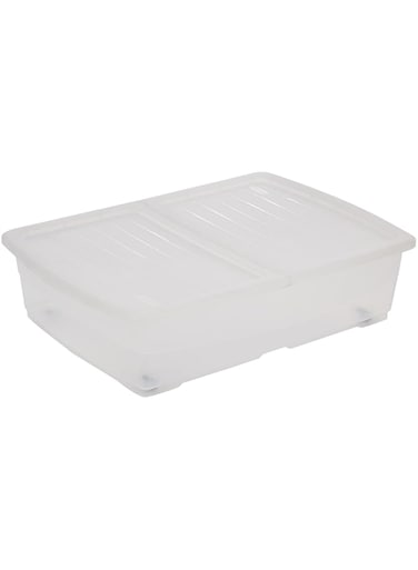 Cosmoplast Plastic Storage Box Clear With Lid For Under-Bed 45 Liters