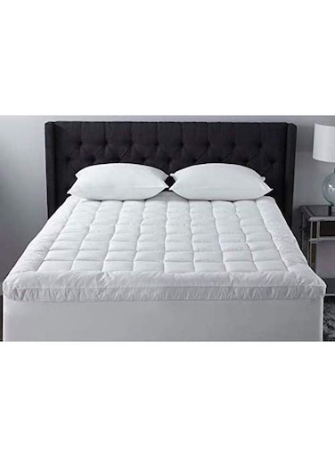 Mattress Topper With Pillow Set Microfiber White 90x190cm