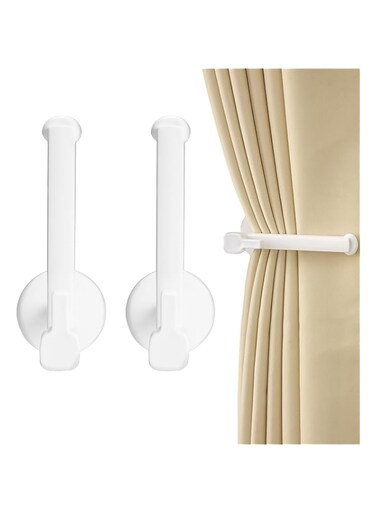 Azonee 2 Pack Curtain Holdbacks Wall Mounted, Self Adhesive L Shaped Curtain Holder, Drapery Hooks Tiebacks for Home Office Decorative, Towels Hair Band Holder Nordic Style