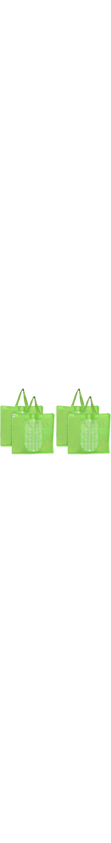 Fun Homes Shopping Grocery Bags Foldable, Washable Tote Bag With One Small Pocket, Eco-Friendly Purse Fits In Pocket Waterproof &amp; Lightweight (Set Of 4,Green)
