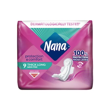 Nana Maxi Thick Long Sanitary Pads with Wings 9 Pads