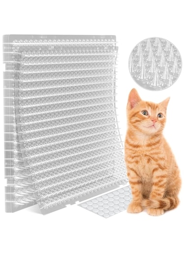 Cat Spike Mat, Cat Deterrent Scat Mat, 16 X 13 Inch with 1 Inch Spikes Is a Perfect Cat Repellent Indoor &amp; Outdoor Mat to Deter Cats for All Seasons Includes Stickers, Humane for Cat/Dog (8 Pack)