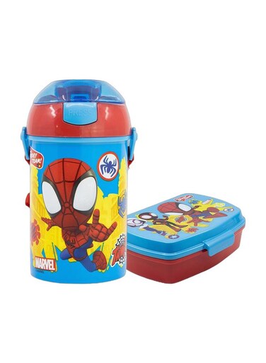 SpiderMan Kids 450ml Water Bottle + Lunch Box Combo Set for Kids