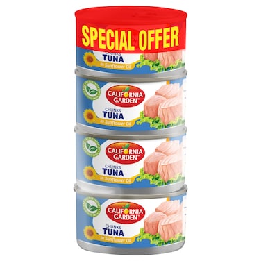 California Garden Tuna Chunks in Sunflower Oil, 170g Pack of 4