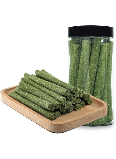 FDTY 20PCS Natural Timothy Hay Sticks, Timothy Grass Molar Stick Chew Toys for Rabbits, Chinchillas, Guinea Pigs, Hamsters and Other Small Animals Treats.