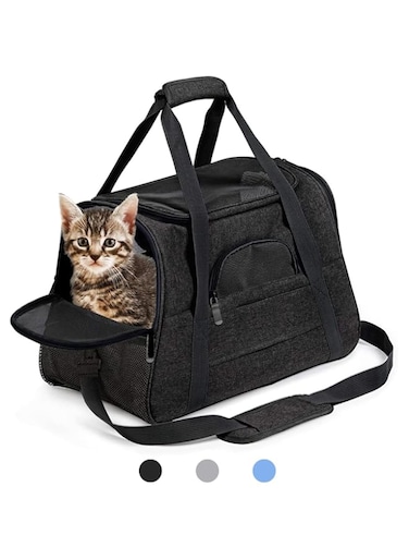 Arabest Pet Carrier Bag, Airline Approved Portable Foldable Cat Dog Transport Cage with Comfortable Mattress, for Outdoor Hiking Travel Bag (S, Black)