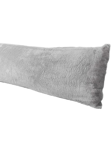 Truworth Bedding Extra Soft Body Pillow Cover, Sherpa/Microplush Material, 20x54 Inches, Zipper Closure (Gray)
