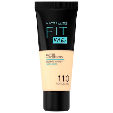 Maybelline New York Fit Me Matte+Poreless Liquid Foundation Tube, 110 Porcelain