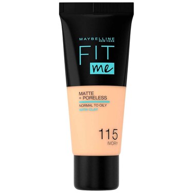 Maybelline New York Fit Me Matte+Poreless Liquid Foundation Tube, 115 Ivory