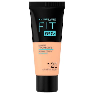 Maybelline New York Fit Me Matte+Poreless Liquid Foundation Tube, 120 Clasivo